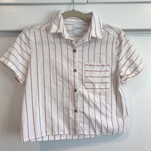 Striped Cropped Collared/Button up Shirt